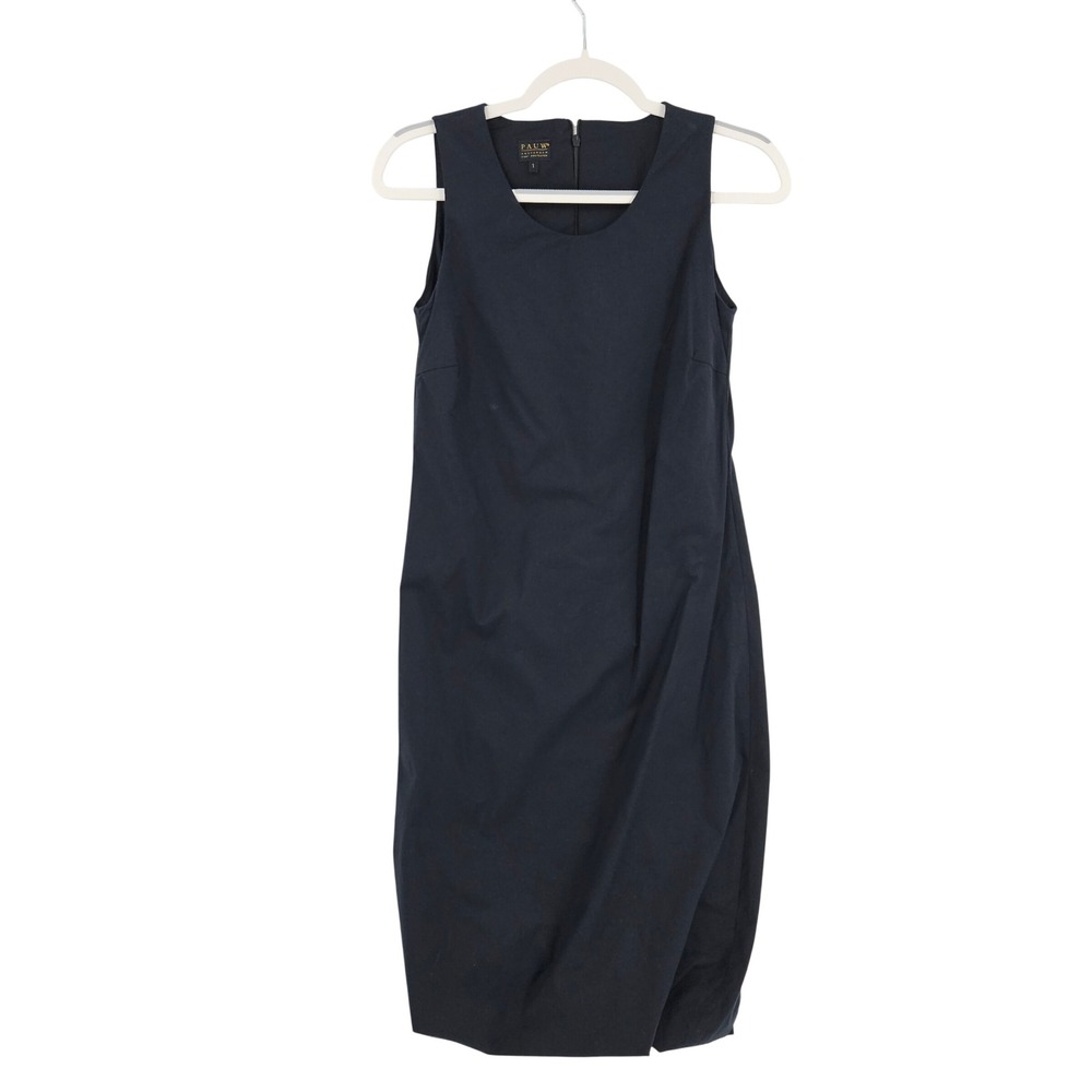 PAUW Amsterdam Midi Dress Navy Blue Sleeveless Lagenlook Avant Garde Size US 2